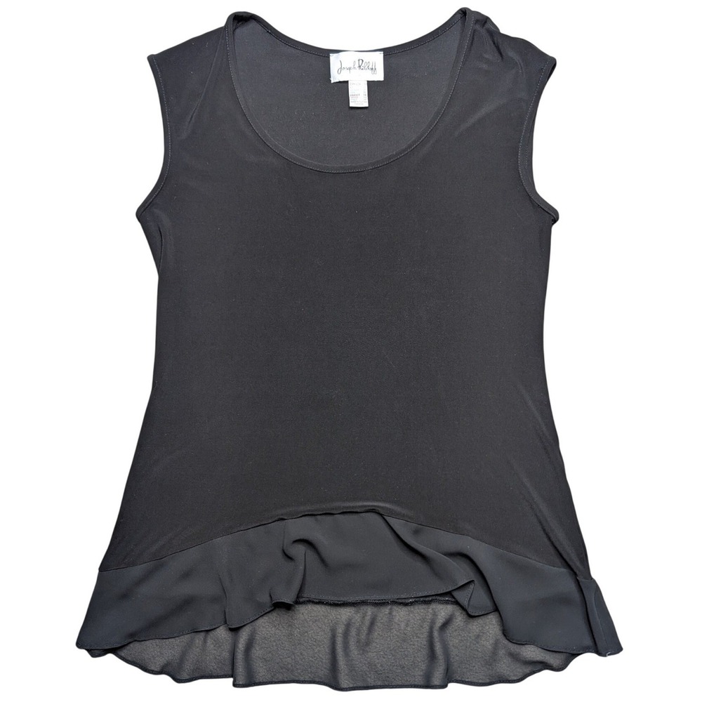 Vintage Joseph Ribkoff Size 8 Black Tank Top Mesh Trim Lightweight‎ Flowy Layer